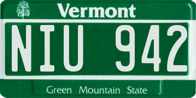 VT license plate NIU942