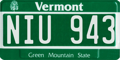 VT license plate NIU943