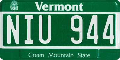 VT license plate NIU944