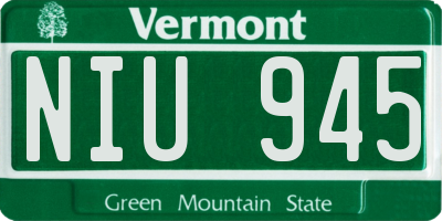 VT license plate NIU945