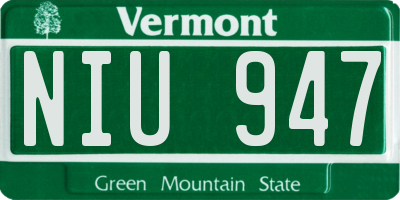 VT license plate NIU947
