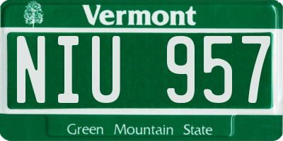 VT license plate NIU957