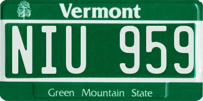 VT license plate NIU959