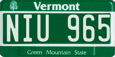 VT license plate NIU965