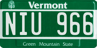 VT license plate NIU966