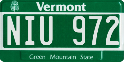 VT license plate NIU972