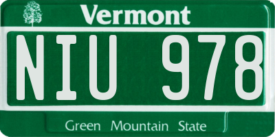VT license plate NIU978