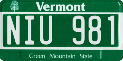 VT license plate NIU981