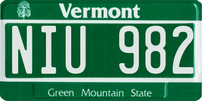 VT license plate NIU982
