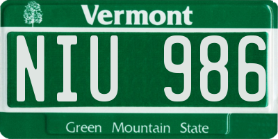 VT license plate NIU986