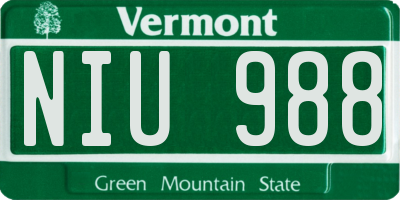 VT license plate NIU988