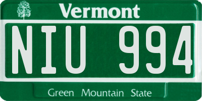 VT license plate NIU994