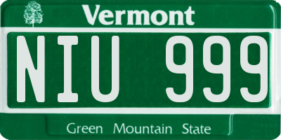 VT license plate NIU999