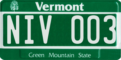 VT license plate NIV003