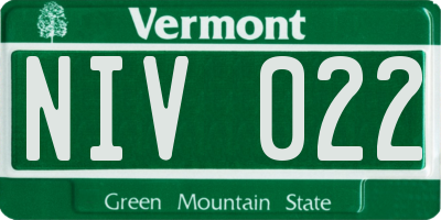 VT license plate NIV022
