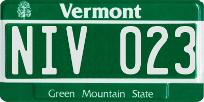 VT license plate NIV023
