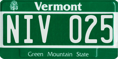 VT license plate NIV025