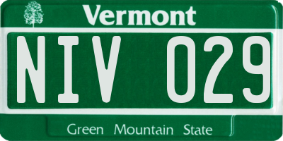 VT license plate NIV029