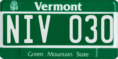 VT license plate NIV030