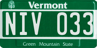 VT license plate NIV033