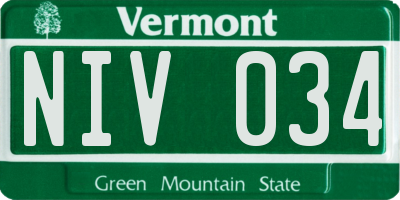 VT license plate NIV034