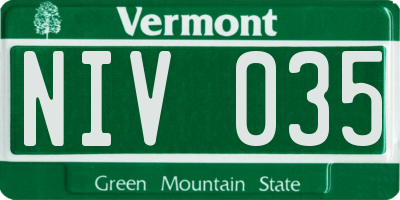 VT license plate NIV035