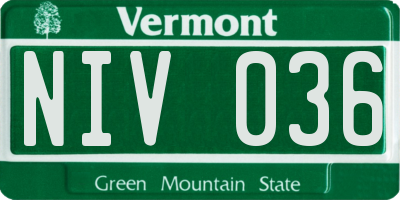 VT license plate NIV036
