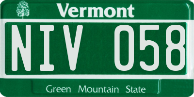 VT license plate NIV058