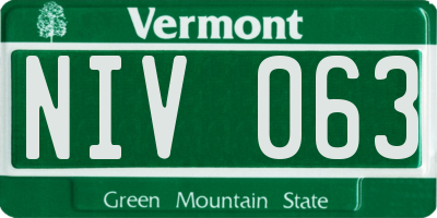 VT license plate NIV063