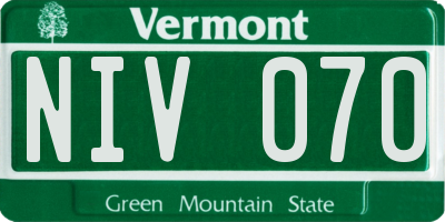 VT license plate NIV070