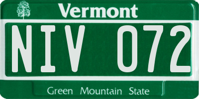 VT license plate NIV072