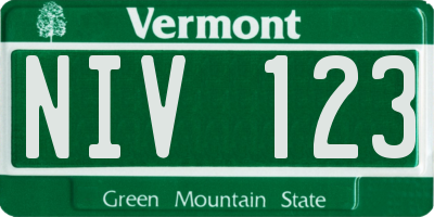 VT license plate NIV123