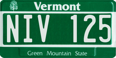 VT license plate NIV125