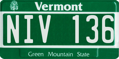 VT license plate NIV136