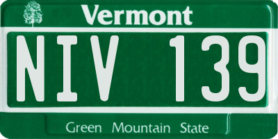 VT license plate NIV139