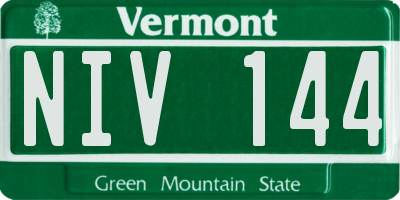 VT license plate NIV144