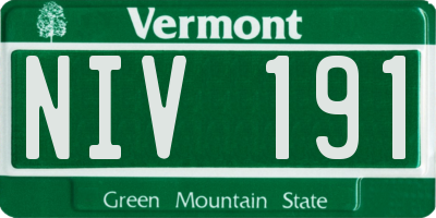 VT license plate NIV191