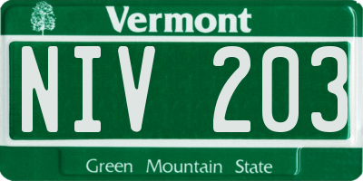 VT license plate NIV203