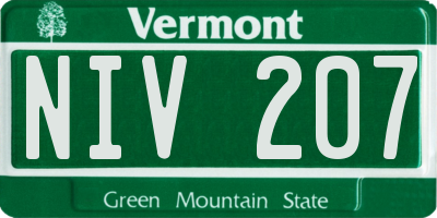 VT license plate NIV207