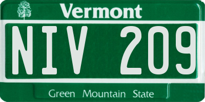 VT license plate NIV209