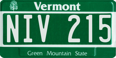 VT license plate NIV215