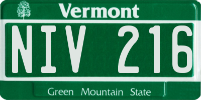 VT license plate NIV216