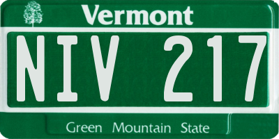 VT license plate NIV217