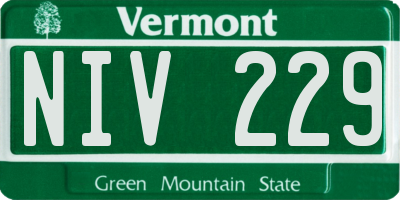 VT license plate NIV229