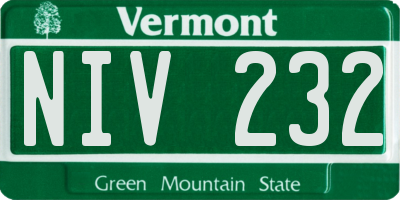 VT license plate NIV232