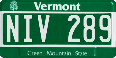 VT license plate NIV289