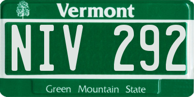 VT license plate NIV292