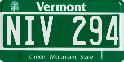 VT license plate NIV294