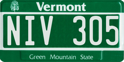 VT license plate NIV305