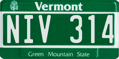 VT license plate NIV314